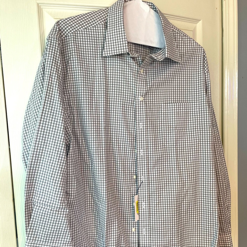 Cremieux Grey Checkered Shirt Size 18/35